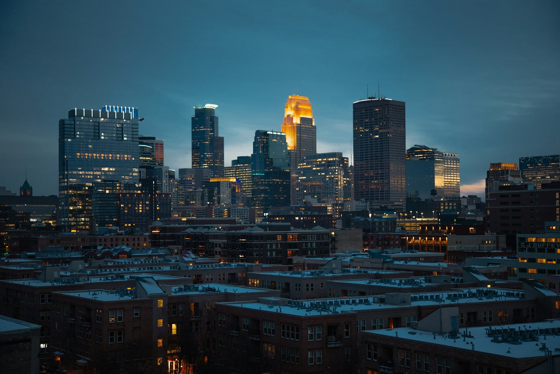 Minneapolis downtown skyline at twilight